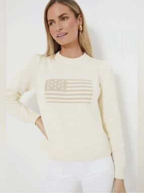 Tuckernuck Americana Flag Puff Sleeve Sweater